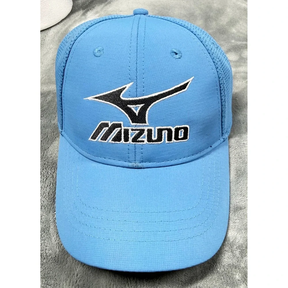 Mizuno Golf Hat Mens S/M Blue Mesh Back Snapback Performance Wear
